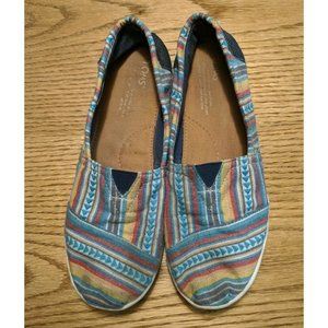 Toms Classic Printed Flat Loafer Comfy Casual Shoes Youth Size Y 6 Women's 7.5